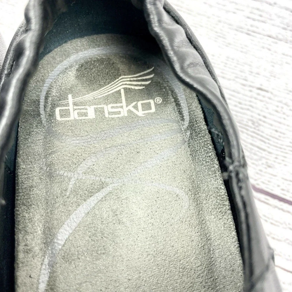 Dansko Camille Black Zip Up Perforated Loafer Clog Shoes Size 38